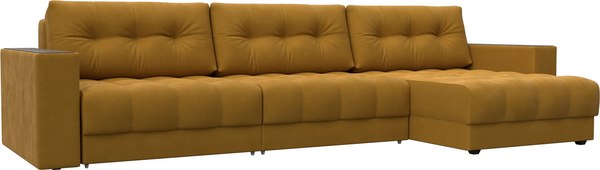 Диван угловой Лига Диванов Лига-049 НПБ Лонг универсальный с декором - фото