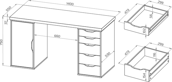 Письменный стол Mebelain Ингар 2/5/DV