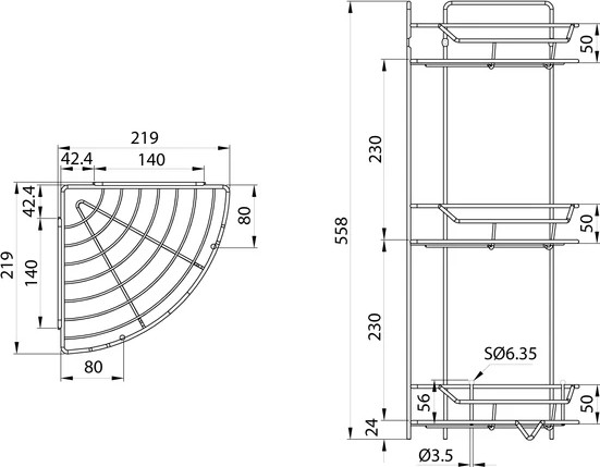 Полка для ванной Milardo Grid GRICC3CM44
