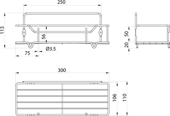 Полка для ванной Milardo Grid GRICS1BM44