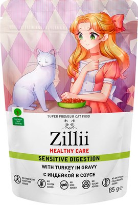 Влажный корм для кошек Zillii Sensitive Digestion с индейкой в соусе - фото