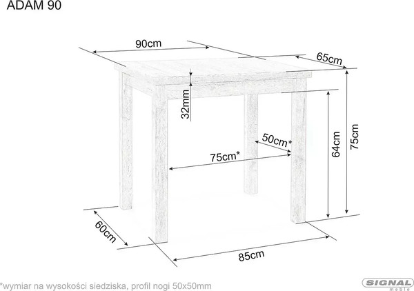 Обеденный стол Signal Adam 90x65x75