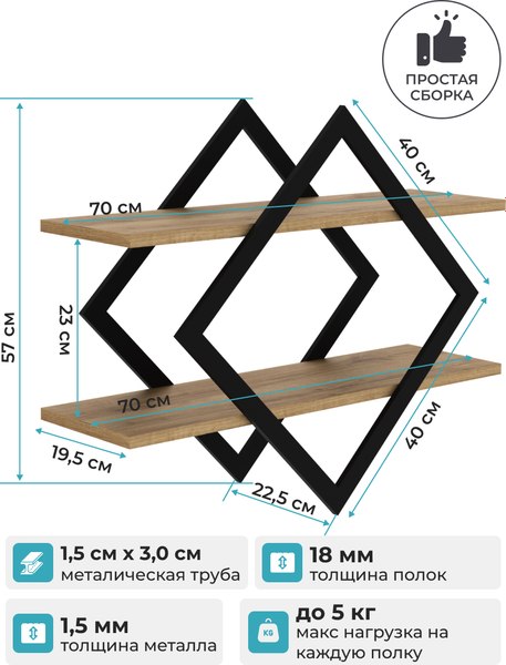 Полка Макс Стайл ПнР-400-2 навесная