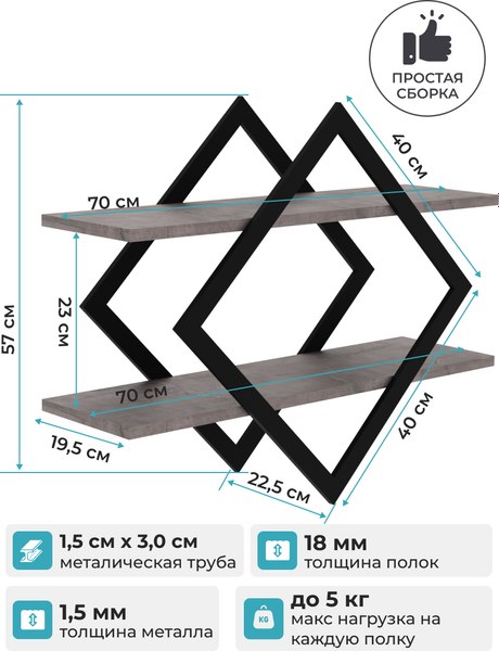 Полка Макс Стайл ПнР-400-2 навесная