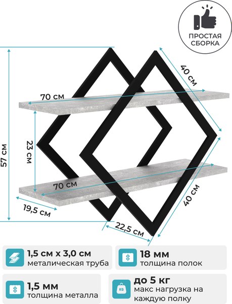 Полка Макс Стайл ПнР-400-2 навесная