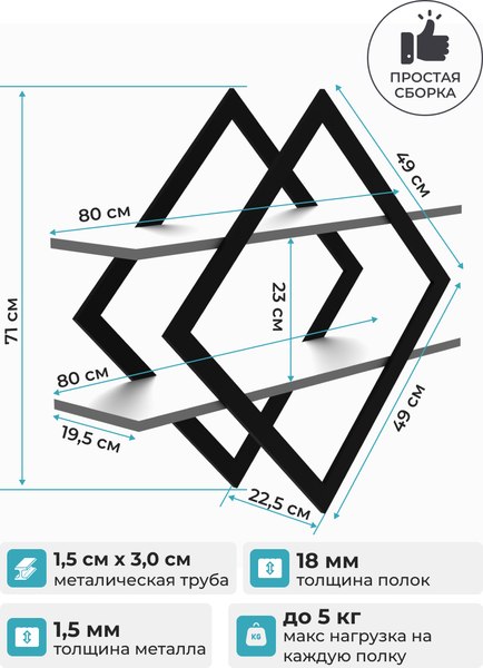 Полка Макс Стайл ПнР-500-2 навесная