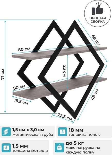 Полка Макс Стайл ПнР-500-2 навесная