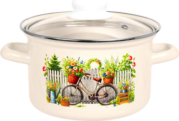 Кастрюля Лысьвенские эмали Романтика С-1608 САП2/4ЖмЭК - фото