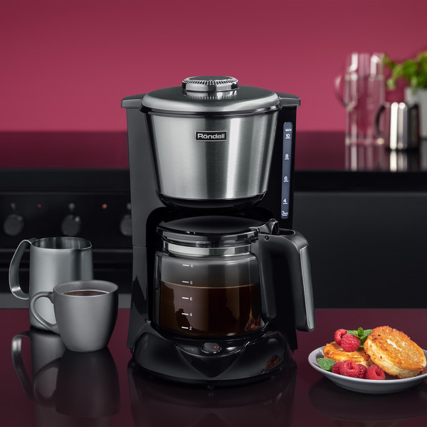 Капельная кофеварка Rondell RDE-1100 (серебристый/черный)