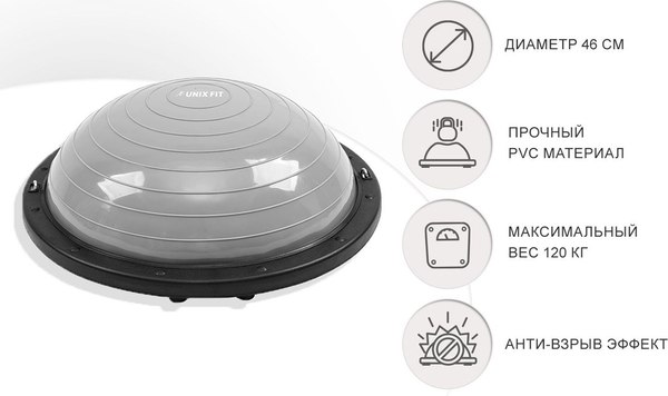 Силовой тренажер UNIX Fit Полусфера балансировочная Bosu / BSSP46