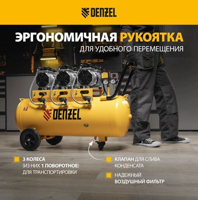 Воздушный компрессор Denzel Безмаслянный DLS 1800/100 / 58028