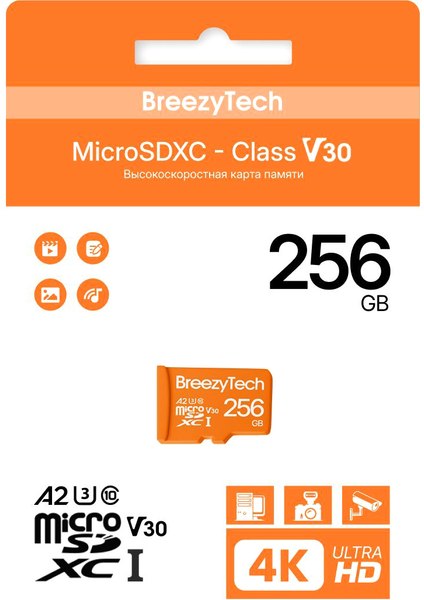 Карта памяти BreezyTech Ultra microSD 256GB Class 10/A2/V30 - фото