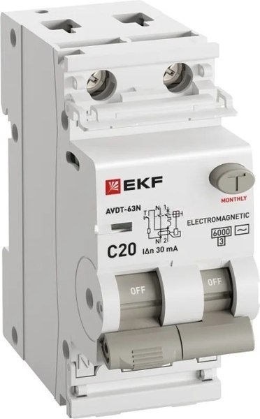 Дифференциальный автомат EKF PROxima АВДТ-63N 1P+N А / D63N26E20C30