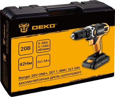 Аккумуляторная дрель-шуруповерт Deko Banger 20V ONE+ SET1 / 083-1110