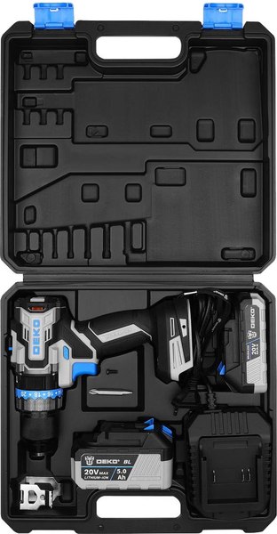 Аккумуляторная дрель-шуруповерт Deko GCD20DU PRO в кейсе / 083-1107