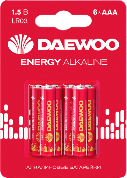 Комплект батареек Daewoo Energy Alkaline LR03 BL-6 / 5057081 - фото