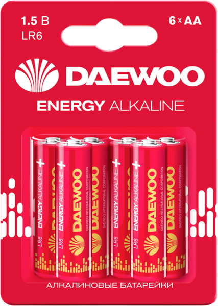 Комплект батареек Daewoo Energy Alkaline LR6 BL-6 / 5057067 - фото