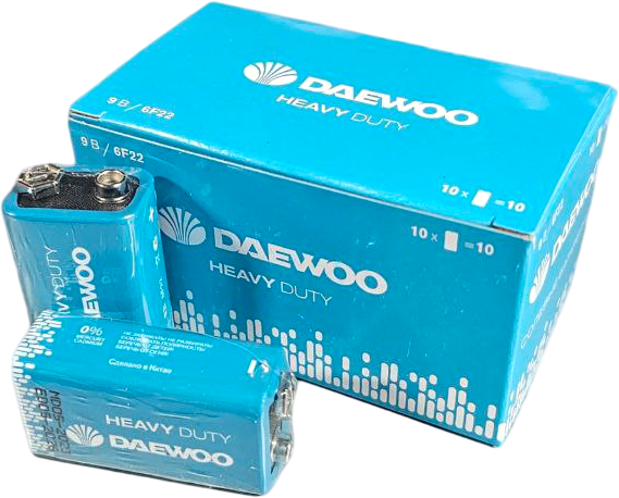 Комплект батареек Daewoo Heavy Duty 6F22 SP1 / 5029217 - фото