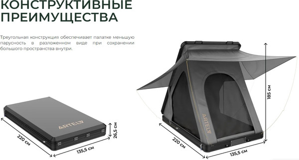 Палатка на крышу автомобиля Artelv Roof Tent P+ / ATRT220135P+