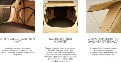 Палатка на крышу автомобиля Artelv Roof Tent H / ATRT240140H