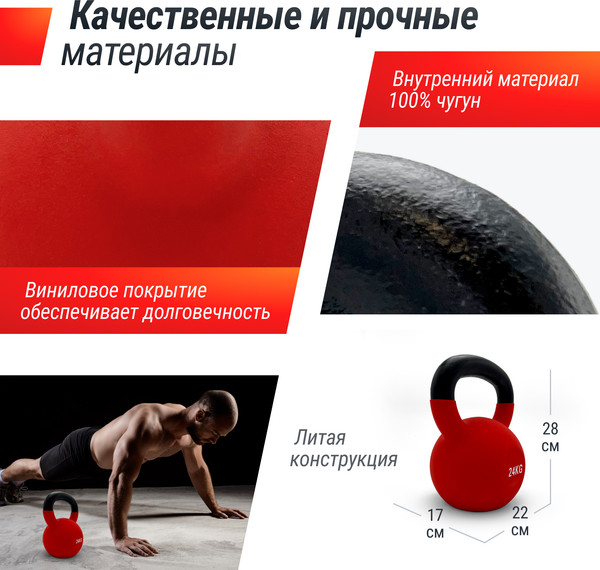 Гиря UNIX Fit KBVIN24RD (24кг, красный)