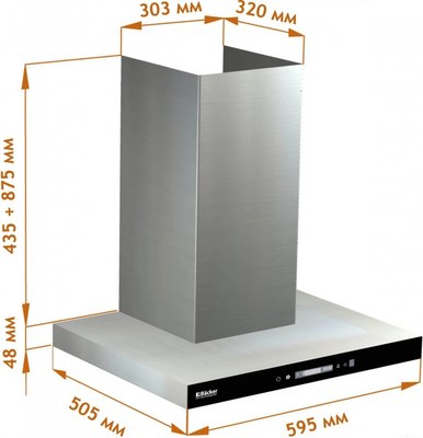 Вытяжка Т-образная Backer CH60E-TGL200 SSBK Glass