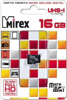 Карта памяти Mirex microSDHC (Class 10) 16GB (13612-MCSUHS16)