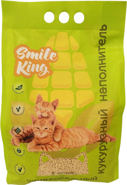 Наполнитель для туалета Smile King Кукурузный универсальный / SK-001 - фото