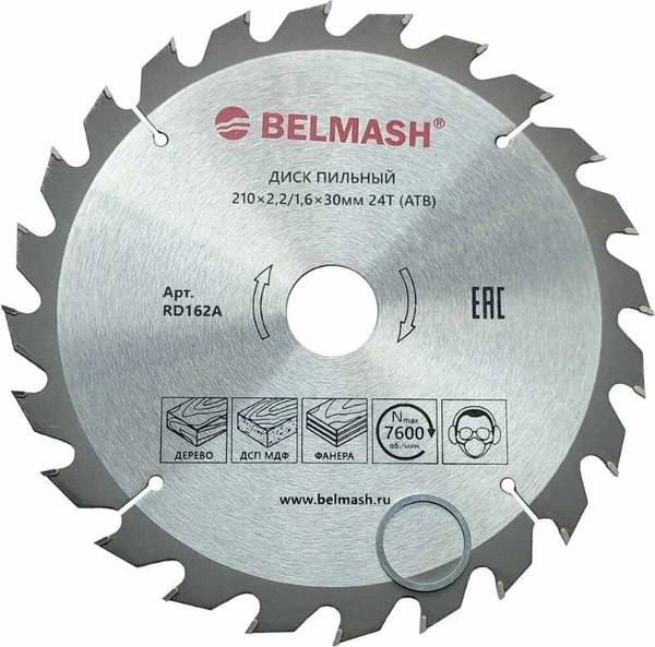 Пильный диск БЕЛМАШ 210x2.2/1.6x30 24T / RD162A - фото