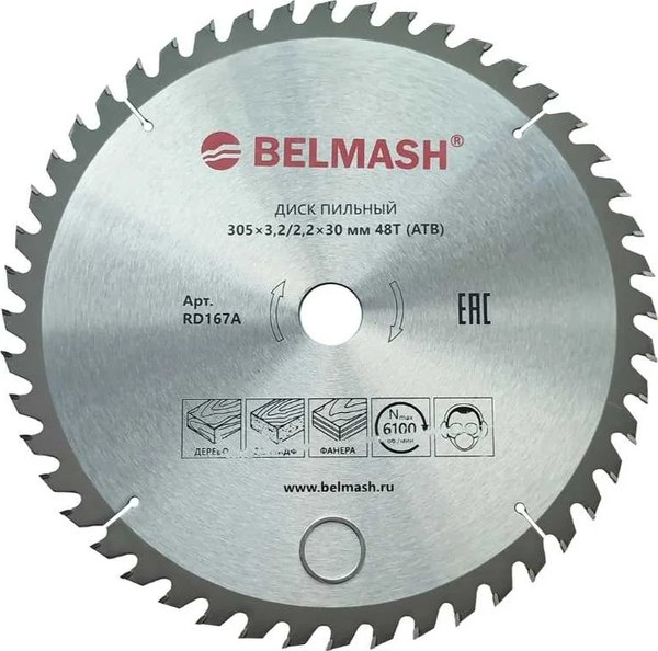 Пильный диск БЕЛМАШ 305x3.2/2.2x30 48T / RD167A - фото