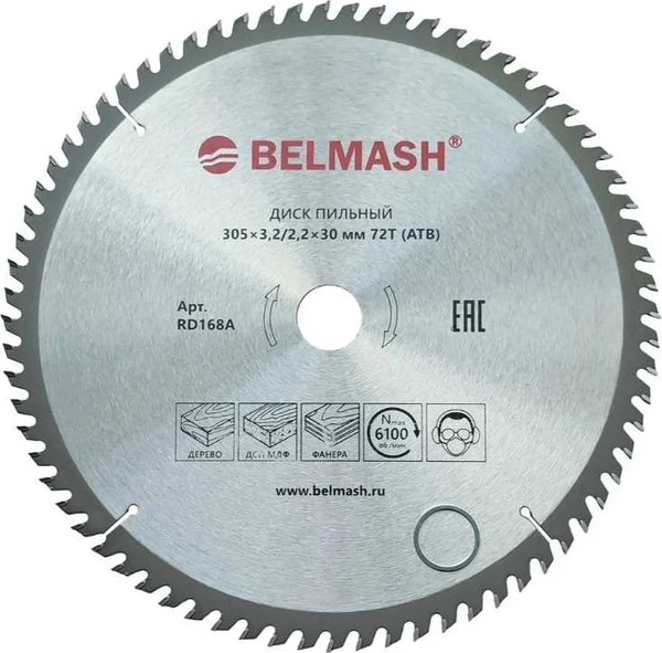 Пильный диск БЕЛМАШ 305x3.2/22x30 72T / RD168A - фото