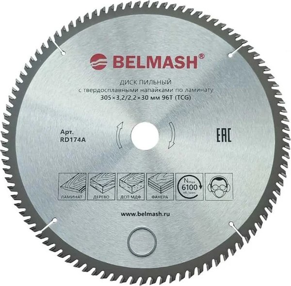 Пильный диск БЕЛМАШ 305x3.2/2.2x30 96T / RD174A - фото