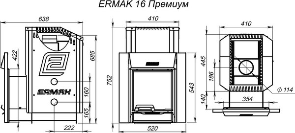 Печь-каменка Ermak 16 Премиум Сталь
