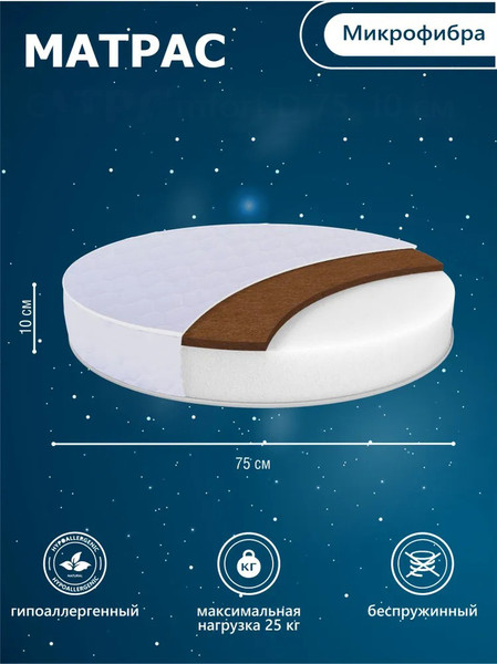 Матрас в кроватку Sweet Baby Cocos Comfort круглый d75