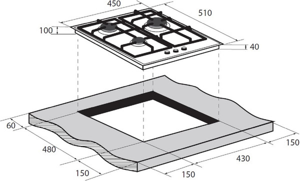 Газовая варочная панель Zugel ZGH450X