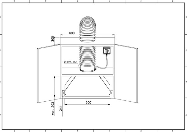 Вытяжка скрытая Zugel ZHI522B