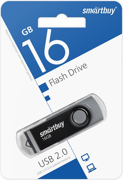 USB flash накопитель SmartBuy Twist Black 16GB (SB016GB2TWK)