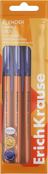 Набор шариковых ручек Erich Krause Slender Stick Orange 0.7, Super Glide Technology - фото