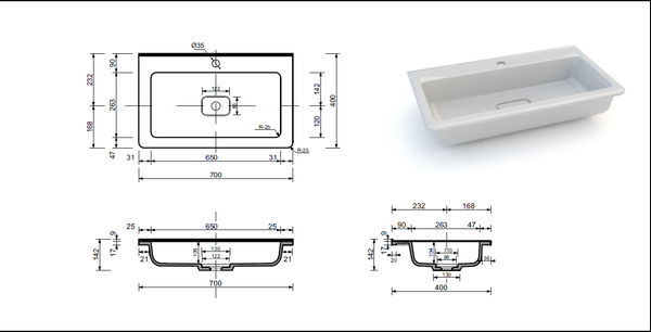 Умывальник Symbolite Марелла Люкс 70х40