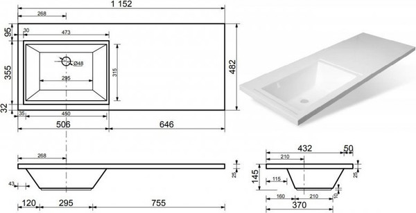 Умывальник Symbolite Даллас 115x48 левый