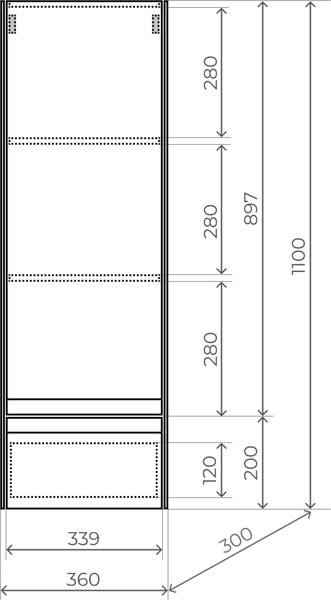 Шкаф-полупенал для ванной Symbolite Лима 36 Plus 1 ящик