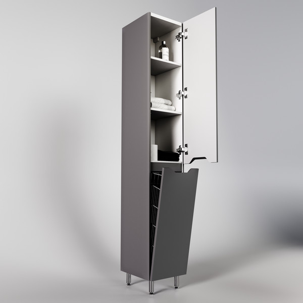 Шкаф-пенал для ванной Symbolite Марелла Люкс Plus с корзиной