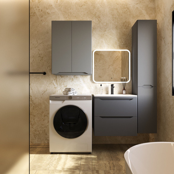 Шкаф-пенал для ванной Symbolite Марелла Люкс Plus с корзиной