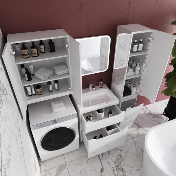 Шкаф-пенал для ванной Symbolite Марелла Люкс Plus с корзиной