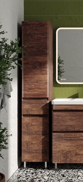 Шкаф-пенал для ванной Symbolite Атлантика 35 Люкс Plus с корзиной - фото