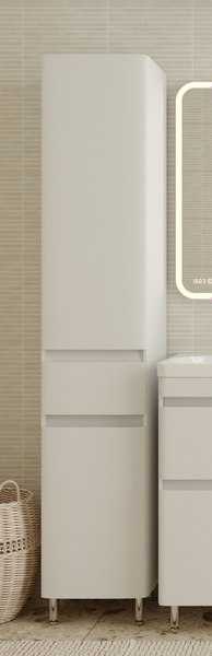 Шкаф-пенал для ванной Symbolite Атлантика 35 Люкс Plus с корзиной - фото