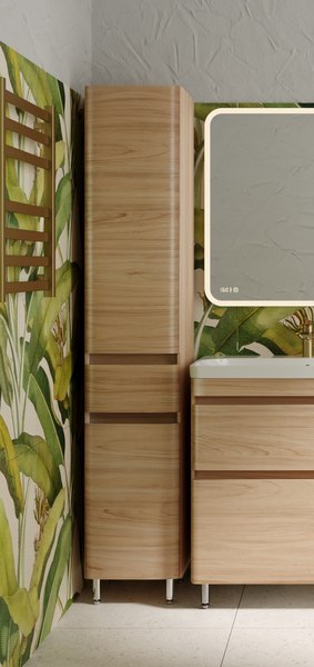 Шкаф-пенал для ванной Symbolite Атлантика 35 L Люкс Plus с корзиной - фото