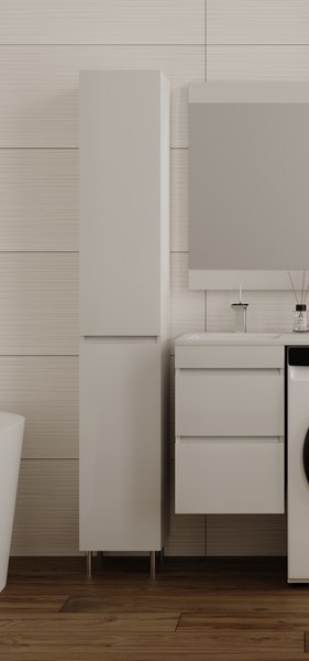 Шкаф-пенал для ванной Symbolite Даллас Люкс Plus с корзиной - фото