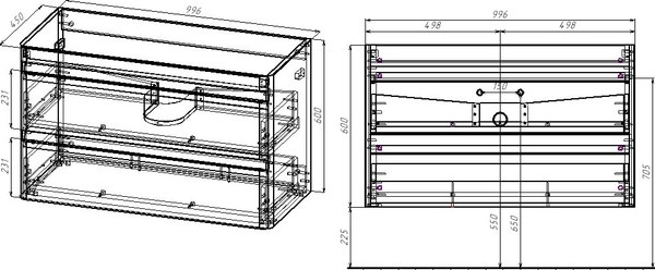 Тумба под умывальник Symbolite Атлантика 100 Люкс Plus