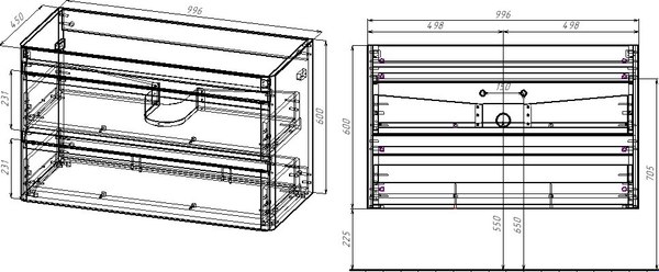 Тумба под умывальник Symbolite Атлантика 100 Люкс Plus